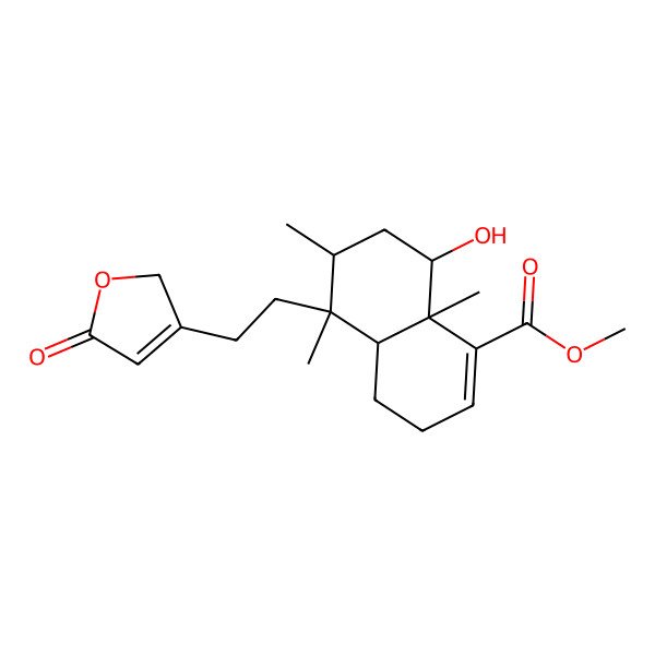 2D Structure of Methyl 6alpha-hydroxy-3,13-clerodadien-15,16-olid-18-oate