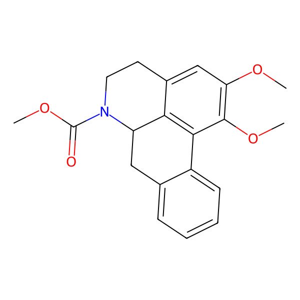 2D Structure of methyl (6aR)-1,2-dimethoxy-5,6,6a,7-tetrahydro-4H-dibenzo[de,g]quinoline-6-carboxylate