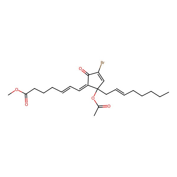 2D Structure of Methyl 7-(2-acetyloxy-4-bromo-2-oct-2-enyl-5-oxocyclopent-3-en-1-ylidene)hept-5-enoate