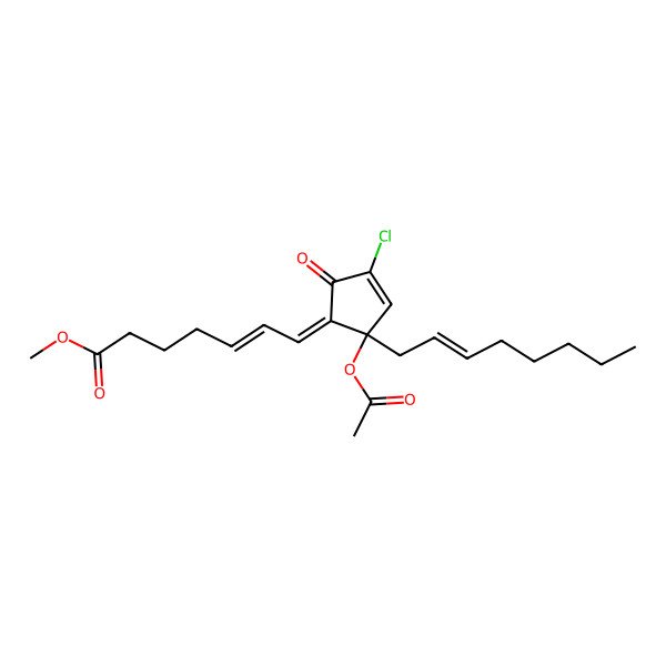 2D Structure of Methyl 7-(2-acetyloxy-4-chloro-2-oct-2-enyl-5-oxocyclopent-3-en-1-ylidene)hept-5-enoate