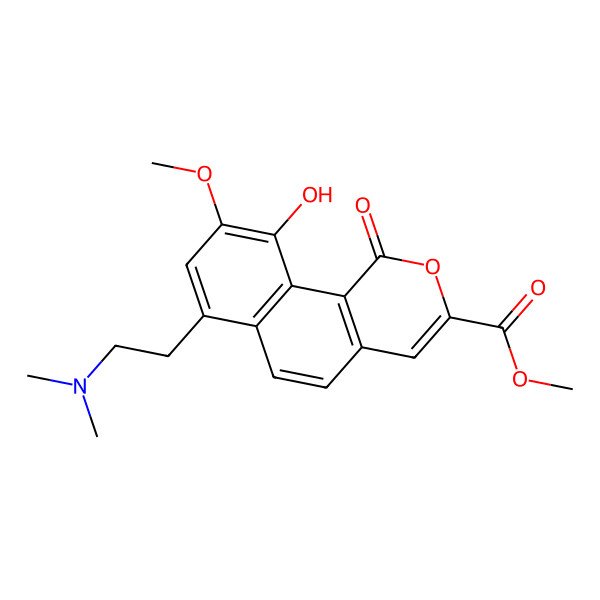2D Structure of Methyl 7-[2-(dimethylamino)ethyl]-10-hydroxy-9-methoxy-1-oxobenzo[h]isochromene-3-carboxylate