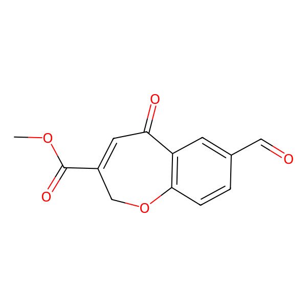 2D Structure of methyl 7-formyl-5-oxo-2H-1-benzoxepine-3-carboxylate