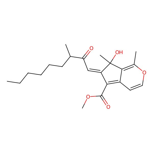 2D Structure of Methyl 7-hydroxy-1,7-dimethyl-6-(3-methyl-2-oxononylidene)cyclopenta[c]pyran-5-carboxylate