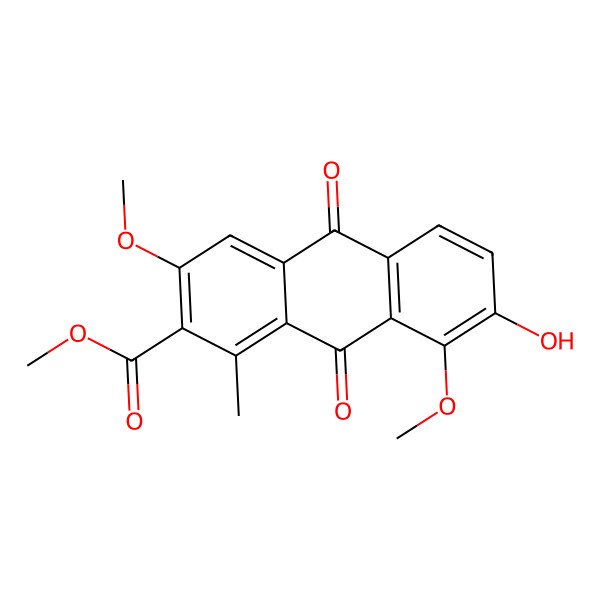 2D Structure of Methyl 7-hydroxy-3,8-dimethoxy-1-methyl-9,10-dioxoanthracene-2-carboxylate