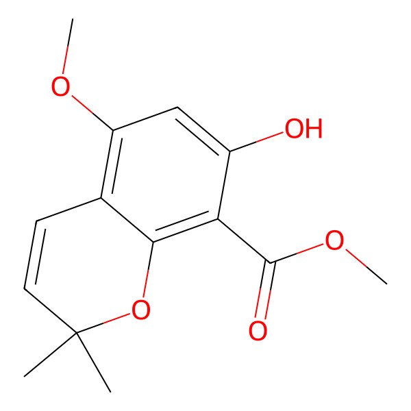 2D Structure of Methyl 7-hydroxy-5-methoxy-2,2-dimethylchromene-8-carboxylate