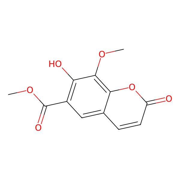 2D Structure of 7-Hydroxy-8-methoxy-2-oxo-2h-1-benzopyran-6-carboxylic acid methyl ester