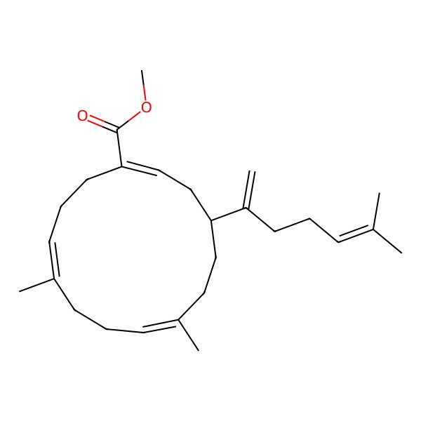 2D Structure of Methyl 7,11-dimethyl-4-(6-methylhepta-1,5-dien-2-yl)cyclotetradeca-1,7,11-triene-1-carboxylate