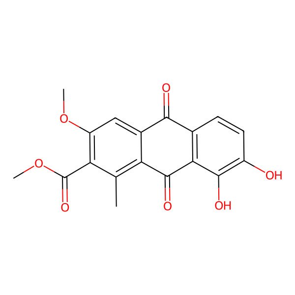 2D Structure of Methyl 7,8-dihydroxy-3-methoxy-1-methyl-9,10-dioxoanthracene-2-carboxylate