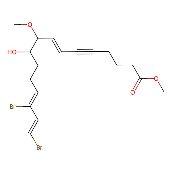 2D Structure of methyl (7E,9R,10R,13Z,15Z)-14,16-dibromo-10-hydroxy-9-methoxyhexadeca-7,13,15-trien-5-ynoate