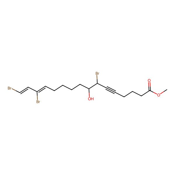 2D Structure of methyl (7S,8S,13Z,15Z)-7,14,16-tribromo-8-hydroxyhexadeca-13,15-dien-5-ynoate