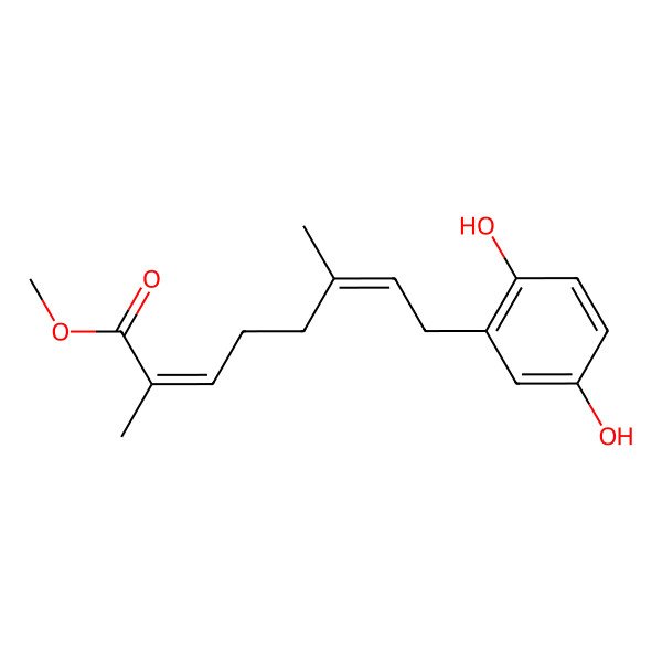 2D Structure of Methyl 8-(2,5-dihydroxyphenyl)-2,6-dimethylocta-2,6-dienoate