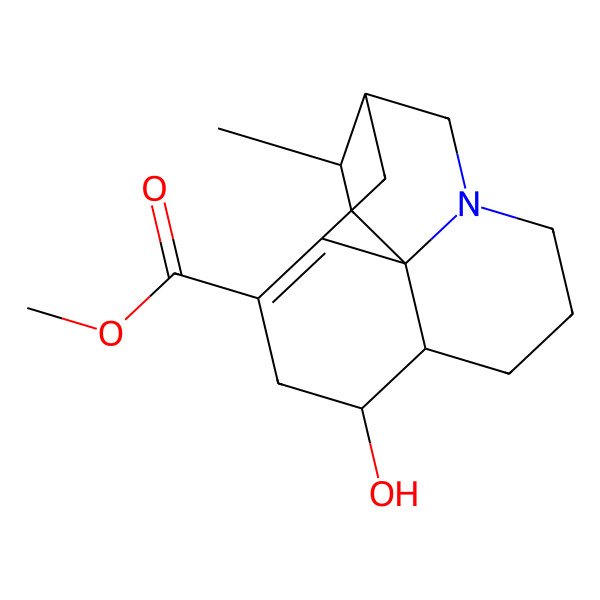 2D Structure of Methyl 8-hydroxy-14-methyl-3-azatetracyclo[9.3.1.03,12.07,12]pentadec-10-ene-10-carboxylate