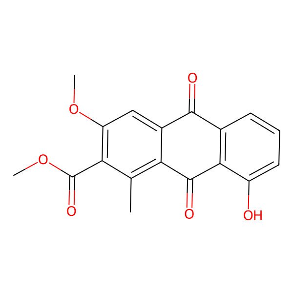 2D Structure of Methyl 8-hydroxy-3-methoxy-1-methyl-9,10-dioxo-9,10-dihydroanthracene-2-carboxylate