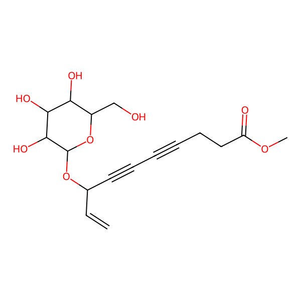 2D Structure of methyl (8S)-8-[(2R,3R,4S,5S,6R)-3,4,5-trihydroxy-6-(hydroxymethyl)oxan-2-yl]oxydec-9-en-4,6-diynoate
