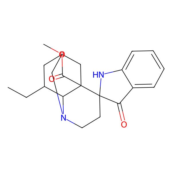 2D Structure of methyl 9'-ethyl-3-oxospiro[1H-indole-2,6'-3-azatricyclo[5.3.1.03,8]undecane]-7'-carboxylate