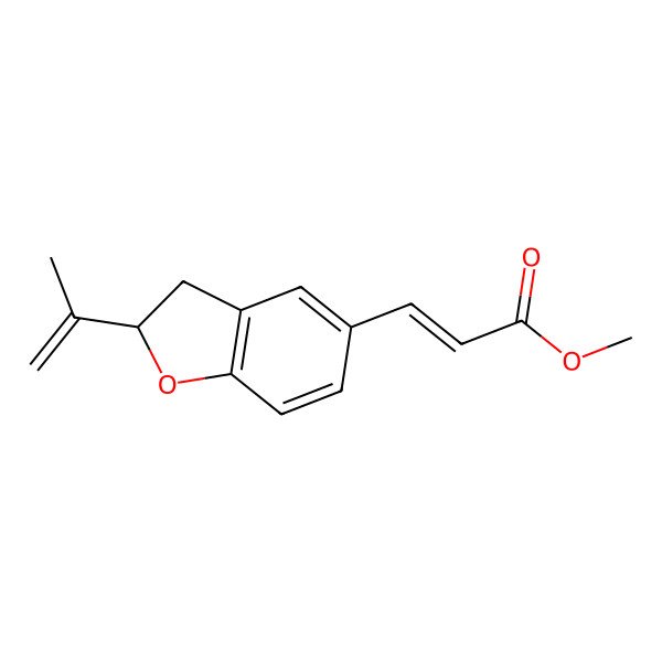 2D Structure of methyl (E)-3-[(2S)-2-prop-1-en-2-yl-2,3-dihydro-1-benzofuran-5-yl]prop-2-enoate