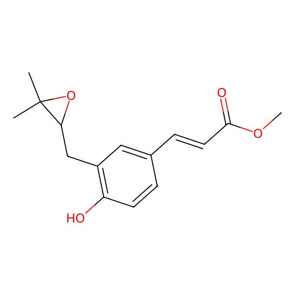 2D Structure of methyl (E)-3-[3-[[(2R)-3,3-dimethyloxiran-2-yl]methyl]-4-hydroxyphenyl]prop-2-enoate