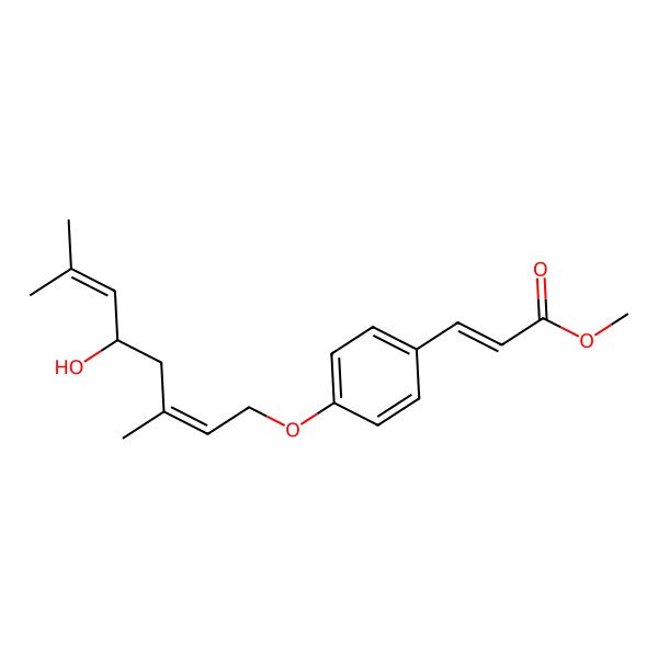 2D Structure of methyl (E)-3-[4-[(2E,5R)-5-hydroxy-3,7-dimethylocta-2,6-dienoxy]phenyl]prop-2-enoate