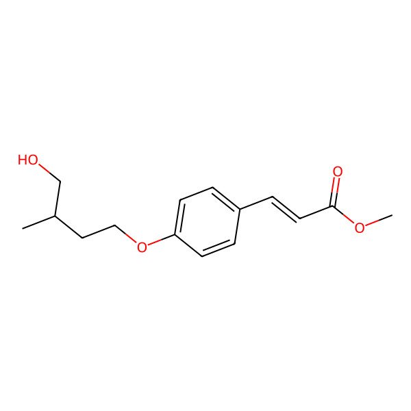 2D Structure of methyl (E)-3-[4-[(3S)-4-hydroxy-3-methylbutoxy]phenyl]prop-2-enoate