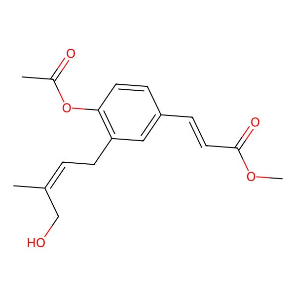 2D Structure of methyl (E)-3-[4-acetyloxy-3-[(E)-4-hydroxy-3-methylbut-2-enyl]phenyl]prop-2-enoate