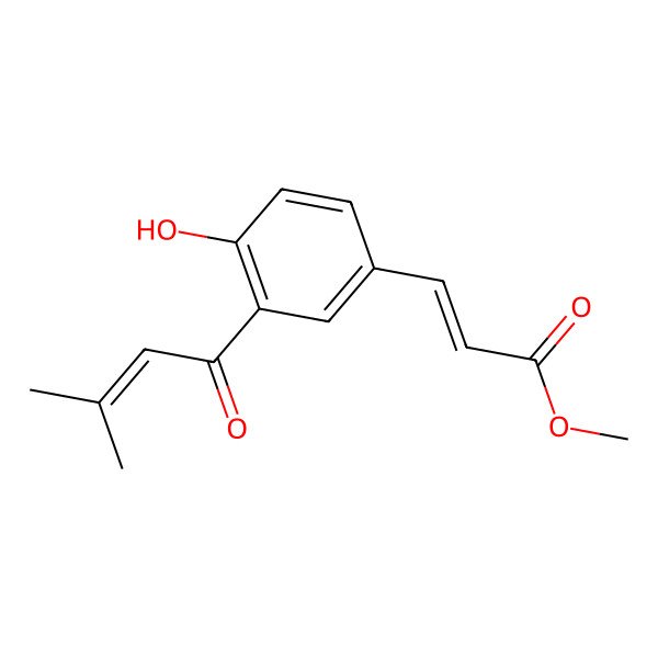 2D Structure of methyl (E)-3-[4-hydroxy-3-(3-methylbut-2-enoyl)phenyl]prop-2-enoate