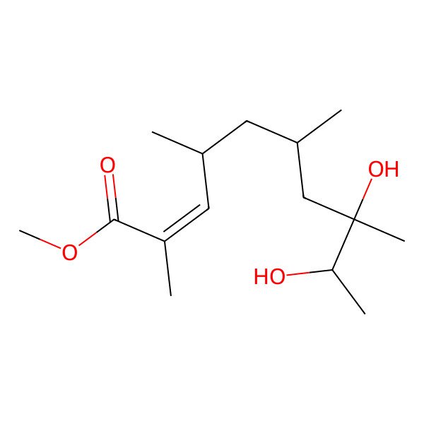 2D Structure of methyl (E)-8,9-dihydroxy-2,4,6,8-tetramethyldec-2-enoate