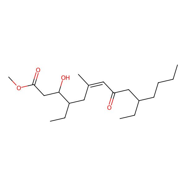 2D Structure of methyl (E,3R,4S,10S)-4,10-diethyl-3-hydroxy-6-methyl-8-oxotetradec-6-enoate