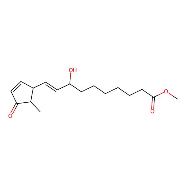 2D Structure of methyl (E,8S)-8-hydroxy-10-[(1S,5R)-5-methyl-4-oxocyclopent-2-en-1-yl]dec-9-enoate