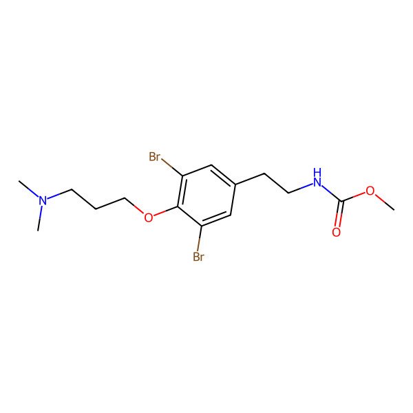 2D Structure of methyl N-[2-[3,5-dibromo-4-[3-(dimethylamino)propoxy]phenyl]ethyl]carbamate