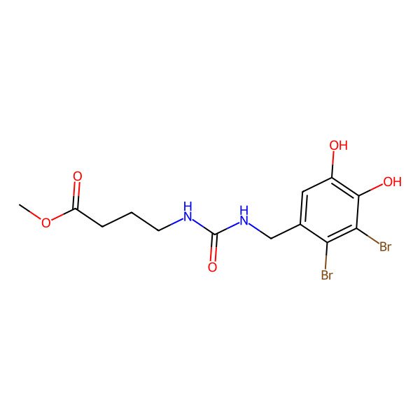 2D Structure of Methyl N'-(2,3-dibromo-4,5-dihydroxybenzyl)-Y-ureidobutyrate