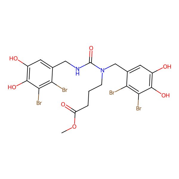 2D Structure of Methyl N,N'-bis-(2,3-dibromo-4,5-dihydroxybenzyl)-Y-ureidobutyrate
