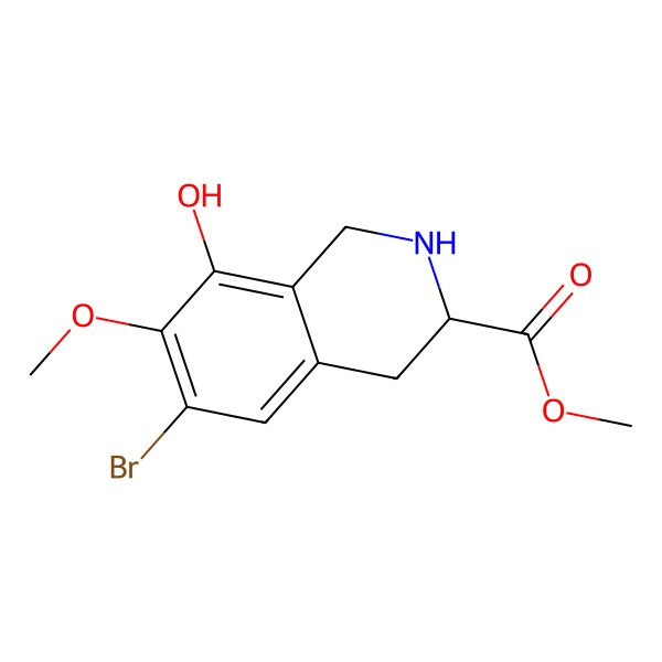 2D Structure of Methyl (s)-6-bromo-8-hydroxy-7-methoxy-1,2,3,4-tetrahydroisoquinoline-3-carboxylate