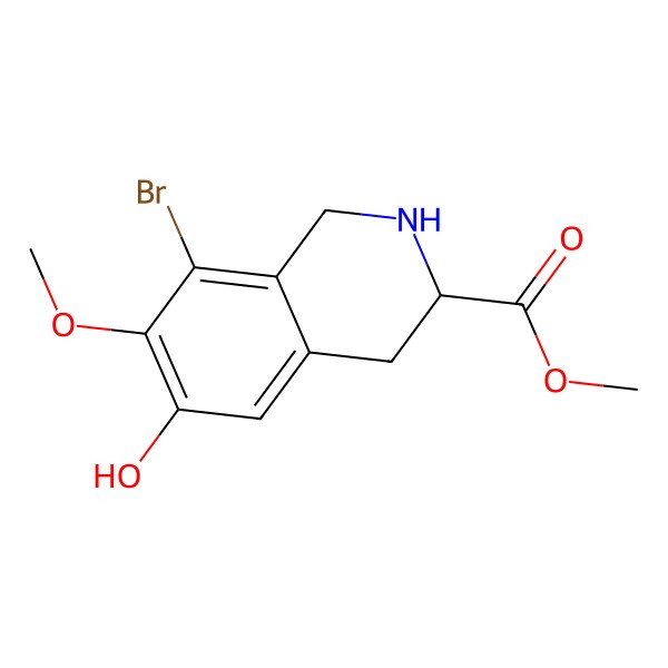 2D Structure of Methyl (s)-8-bromo-6-hydroxy-7-methoxy-1,2,3,4-tetrahydroisoquinoline-3-carboxylate