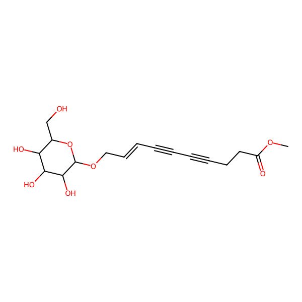 2D Structure of methyl (Z)-10-[(2R,3R,4S,5S,6R)-3,4,5-trihydroxy-6-(hydroxymethyl)oxan-2-yl]oxydec-8-en-4,6-diynoate