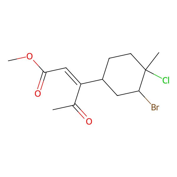 2D Structure of methyl (Z)-3-[(1R,3S,4S)-3-bromo-4-chloro-4-methylcyclohexyl]-4-oxopent-2-enoate