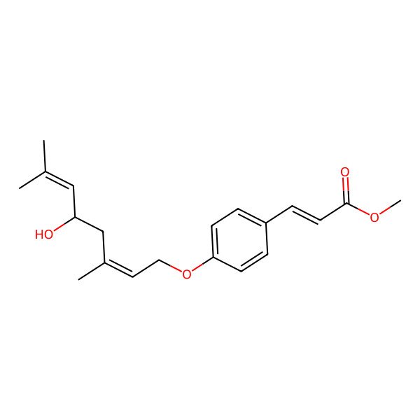 2D Structure of methyl (Z)-3-[4-[(2E,5R)-5-hydroxy-3,7-dimethylocta-2,6-dienoxy]phenyl]prop-2-enoate