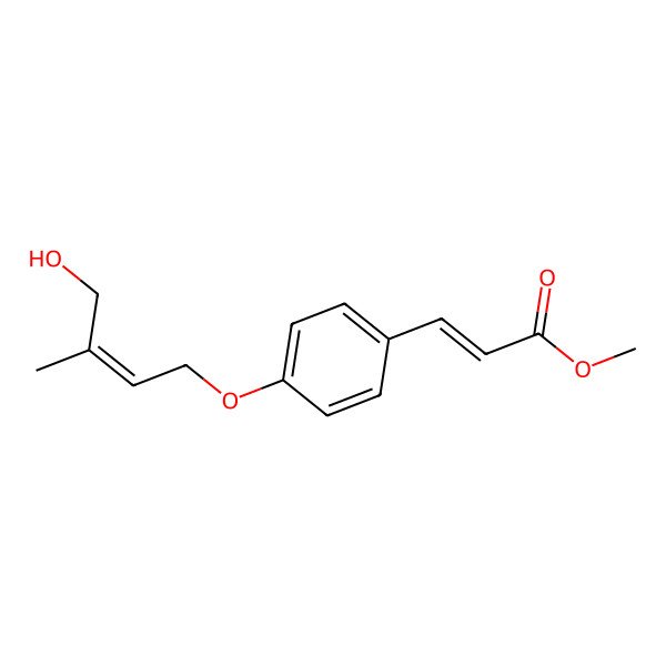 2D Structure of methyl (Z)-3-[4-[(E)-4-hydroxy-3-methylbut-2-enoxy]phenyl]prop-2-enoate