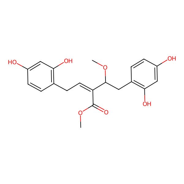 2D Structure of methyl (Z)-4-(2,4-dihydroxyphenyl)-2-[(1S)-2-(2,4-dihydroxyphenyl)-1-methoxyethyl]but-2-enoate