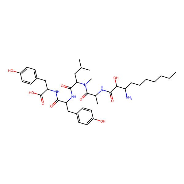 2D Structure of H-bAla(2S-OH,3R-heptyl)-Ala-N(Me)Leu-Tyr-Tyr-OH