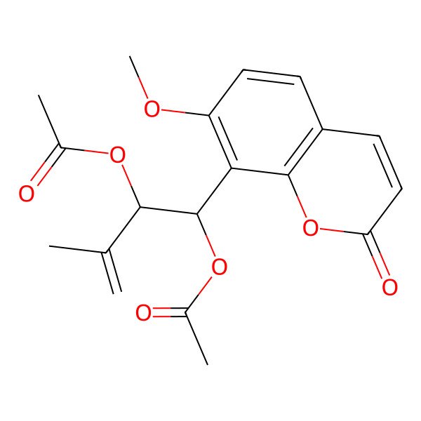 2D Structure of [2-Acetyloxy-1-(7-methoxy-2-oxochromen-8-yl)-3-methylbut-3-enyl] acetate