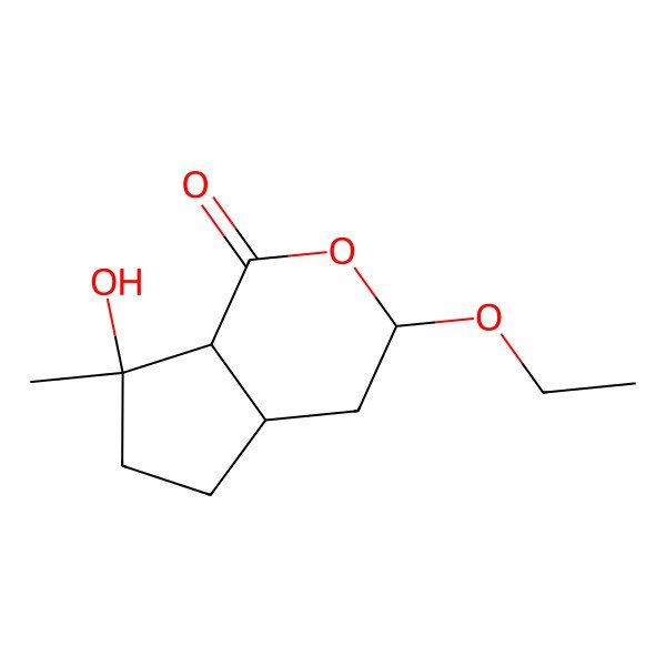 2D Structure of (3S,4aR,7S,7aS)-3-ethoxy-7-hydroxy-7-methyl-3,4,4a,5,6,7a-hexahydrocyclopenta[c]pyran-1-one