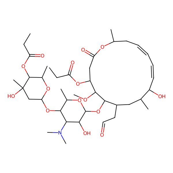 2D Structure of (2R,3R,4R,6S)-6-{[(2R,3S,4R,5R,6S)-4-(dimethylamino)-5-hydroxy-6-{[(11Z,13E)-10-hydroxy-5-methoxy-9,16-dimethyl-2-oxo-7-(2-oxoethyl)-4-(propanoyloxy)-1-oxacyclohexadeca-11,13-dien-6-yl]oxy}-2-methyloxan-3-yl]oxy}-4-hydroxy-2,4-dimethyloxan-3-yl propanoate