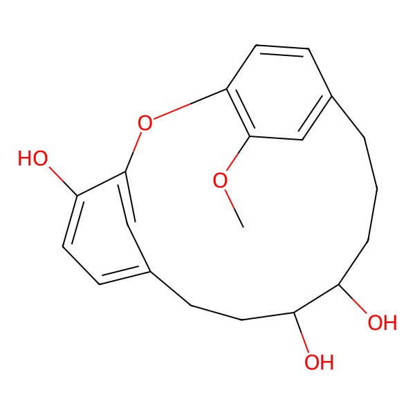 2D Structure of 17-Methoxy-2-oxatricyclo[13.2.2.13,7]icosa-1(17),3,5,7(20),15,18-hexaene-4,10,11-triol
