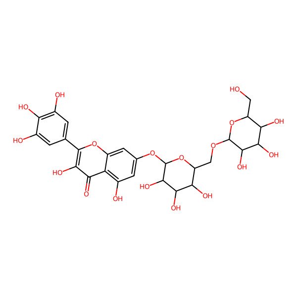 2D Structure of myricetin 7-O-beta-D-glucopyranosyl-(1->6)-beta-D-glucopyranoside