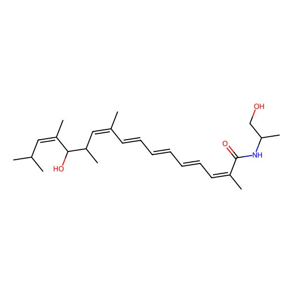 2D Structure of (2E,4E,6Z,8E,10E,12R,13R,14E)-13-Hydroxy-N-((1S)-2-hydroxy-1-methylethyl)-2,10,12,14,16-pentamethyl-2,4,6,8,10,14-heptadecahexaenamide