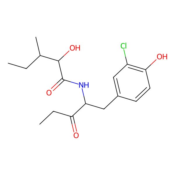 2D Structure of N-[1-(3-chloro-4-hydroxyphenyl)-3-oxopentan-2-yl]-2-hydroxy-3-methylpentanamide