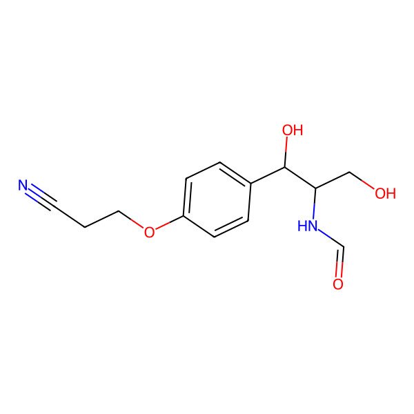 2D Structure of N-[1-[4-(2-cyanoethoxy)phenyl]-1,3-dihydroxypropan-2-yl]formamide