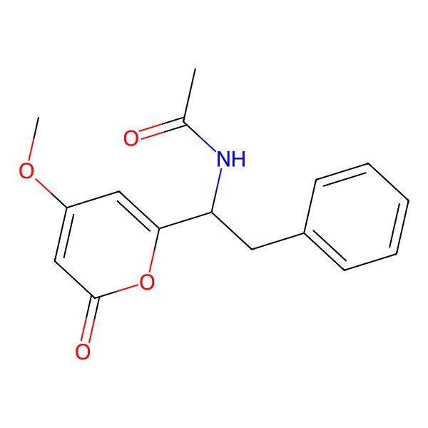 2D Structure of N-(1-(4-Methoxy-2-oxo-2H-pyran-6-yl)-2-phenylethyl)acetamide