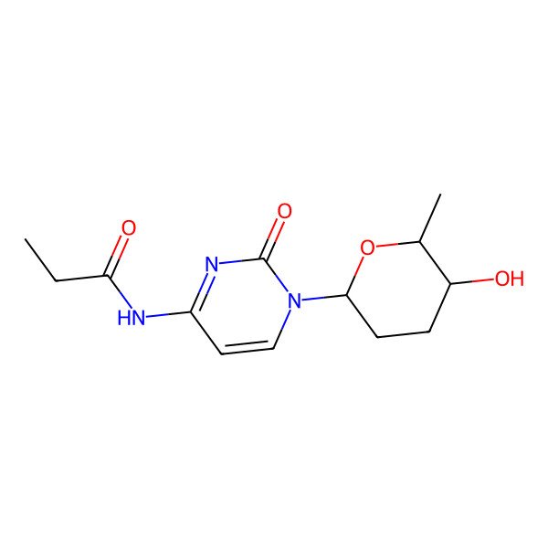 2D Structure of N-[1-(5-hydroxy-6-methyloxan-2-yl)-2-oxopyrimidin-4-yl]propanamide