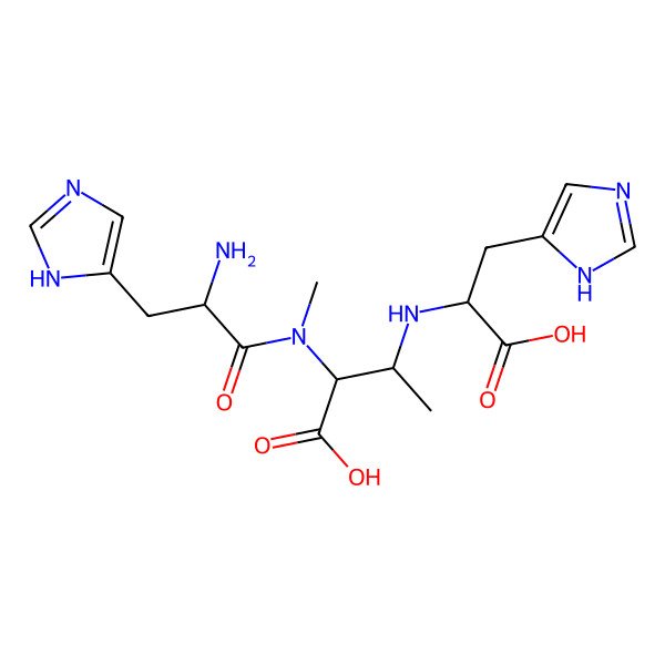 2D Structure of N-{1-carboxy-1-[histidyl(methyl)amino]propan-2-yl}histidine
